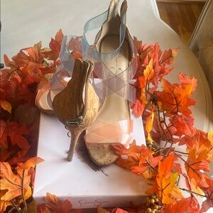 Jessica Simpson Clear and Tan Heels